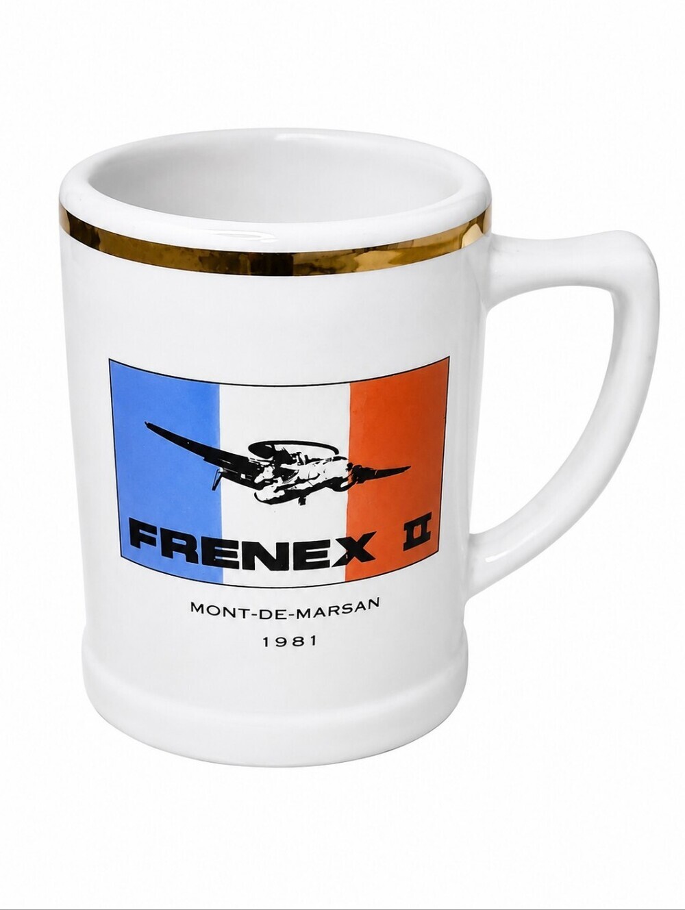 Vintage 1981 Grumman FRENEX 81 Mont-de-Marsan France Aviation Military Mug Gold